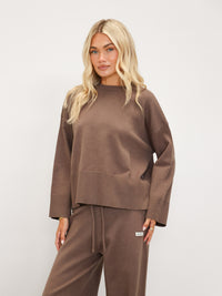 Layla Oversized Knitted Sweater - Rich Taupe
