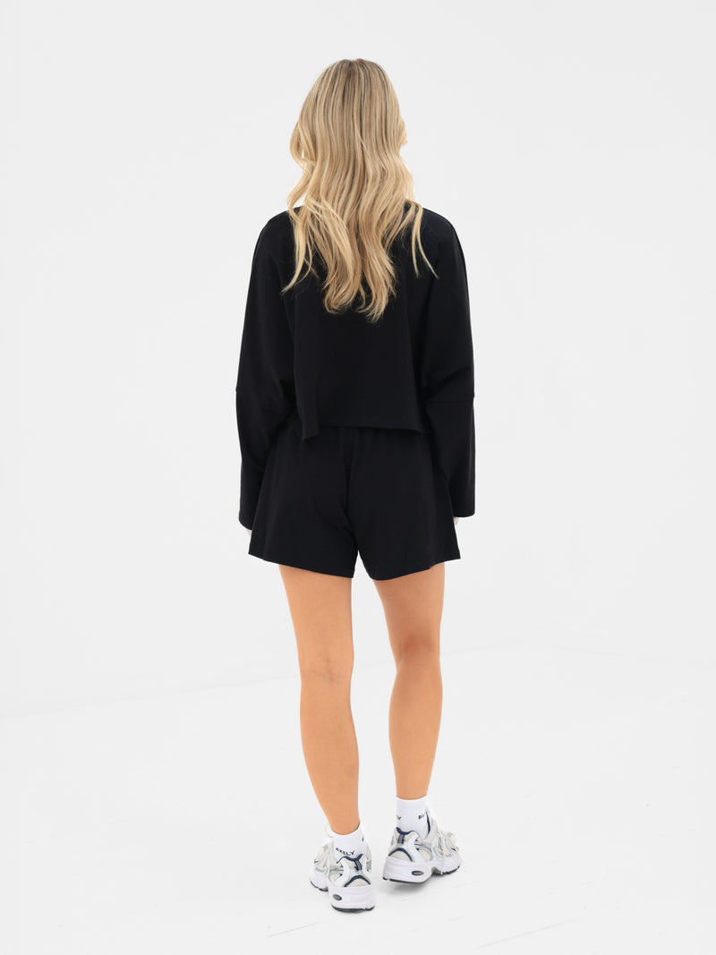 Ayla Batwing Cotton Top - Black