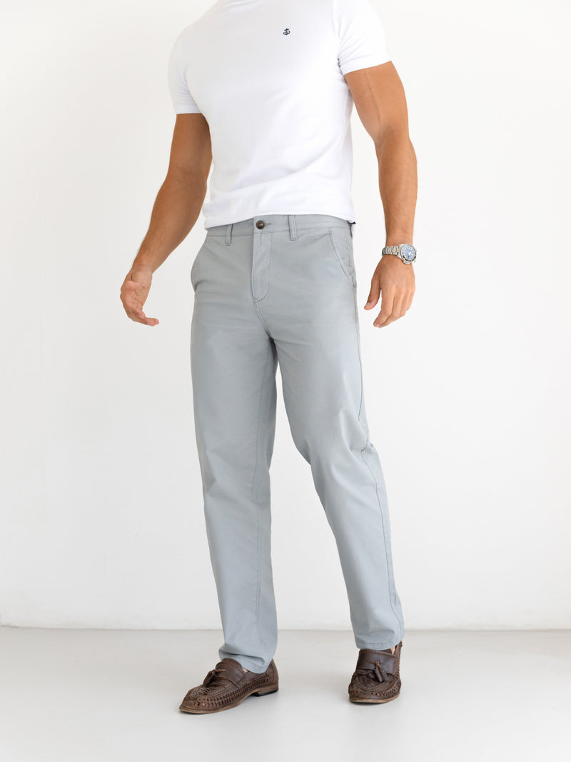 Relaxed Stretch Chinos - Light Grey