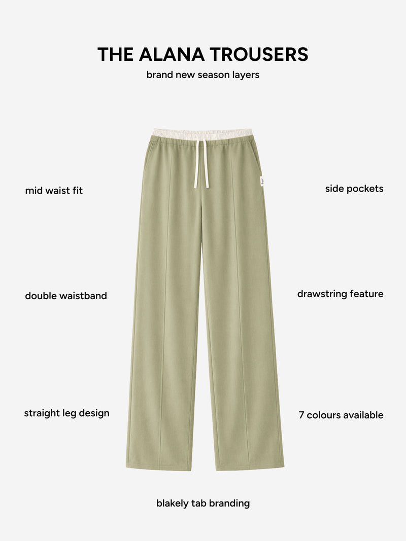 Alana Double Waist Trousers - Warm Olive