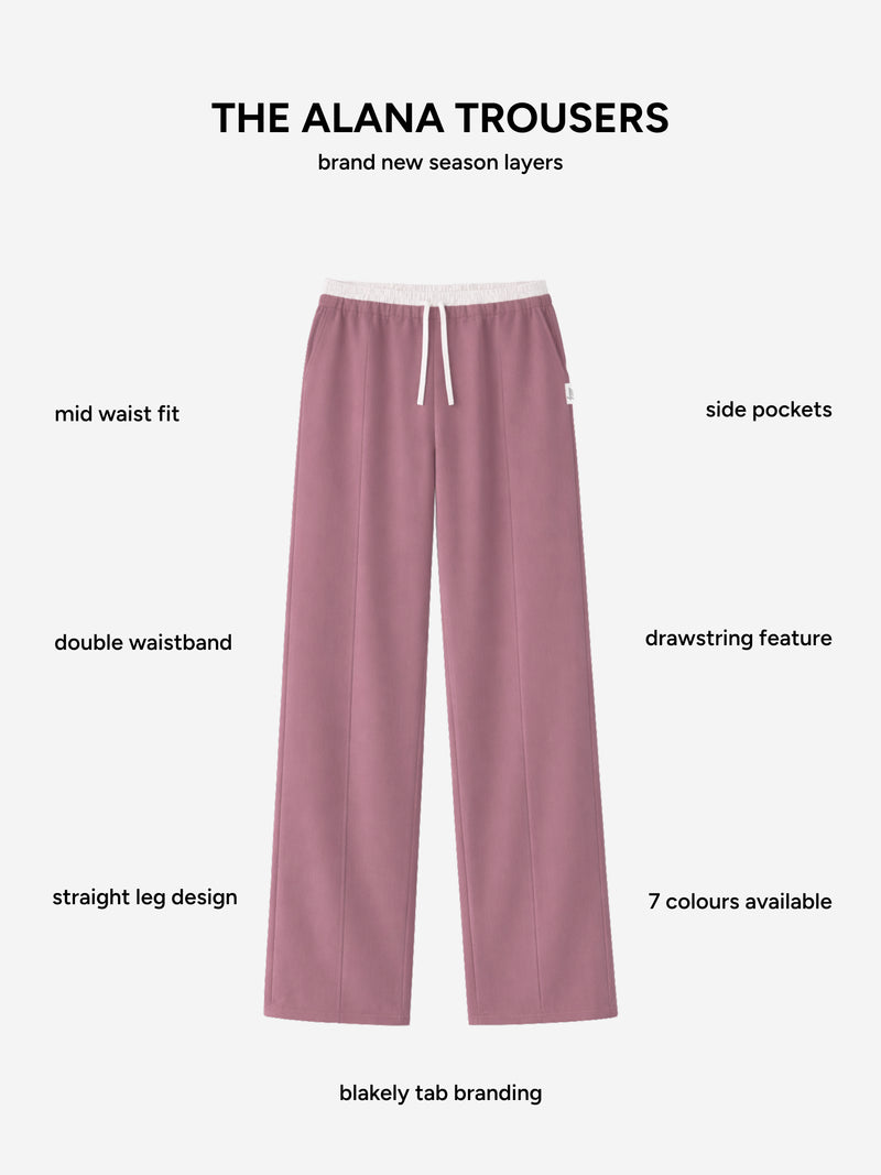 Alana Double Waist Trousers - Dusty Rose