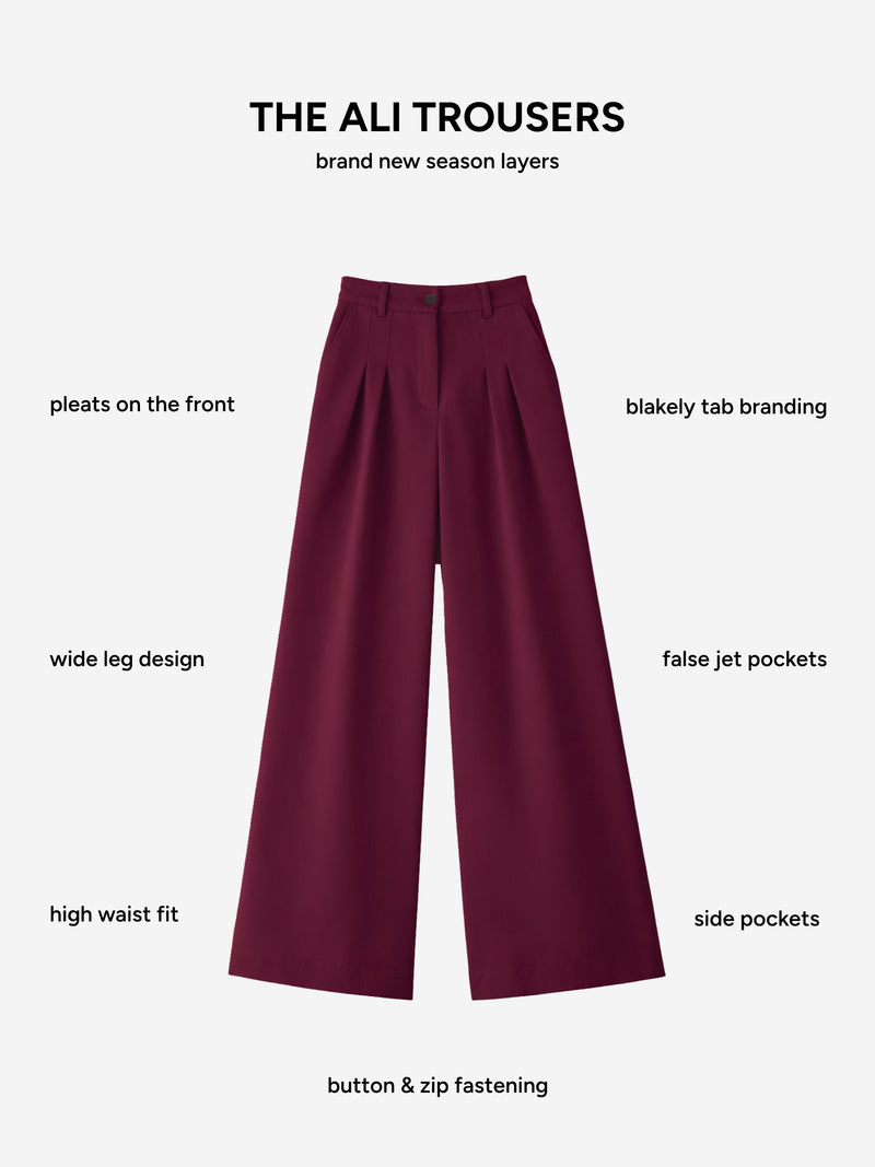 Ali Pleated Trousers - Burgundy