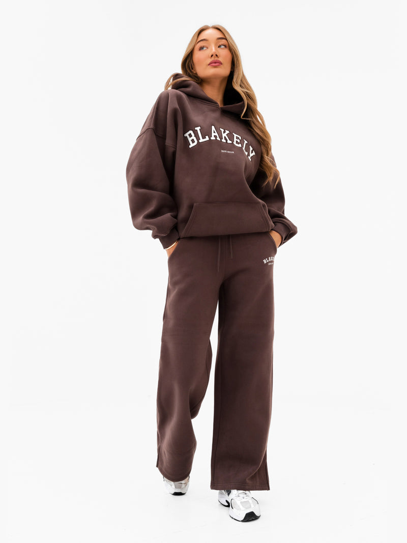 Varsity Oversized Hoodie - Dark Chocolate
