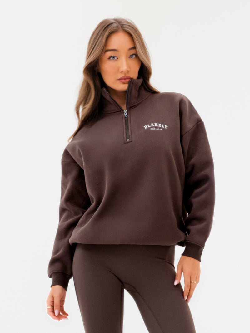 Heritage 1/4 Zip Sweater - Dark Chocolate