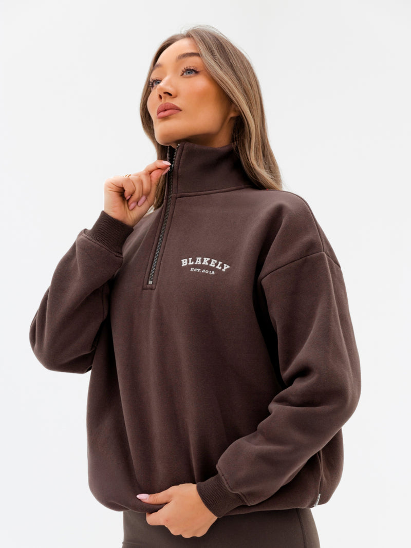 Heritage 1/4 Zip Sweater - Dark Chocolate