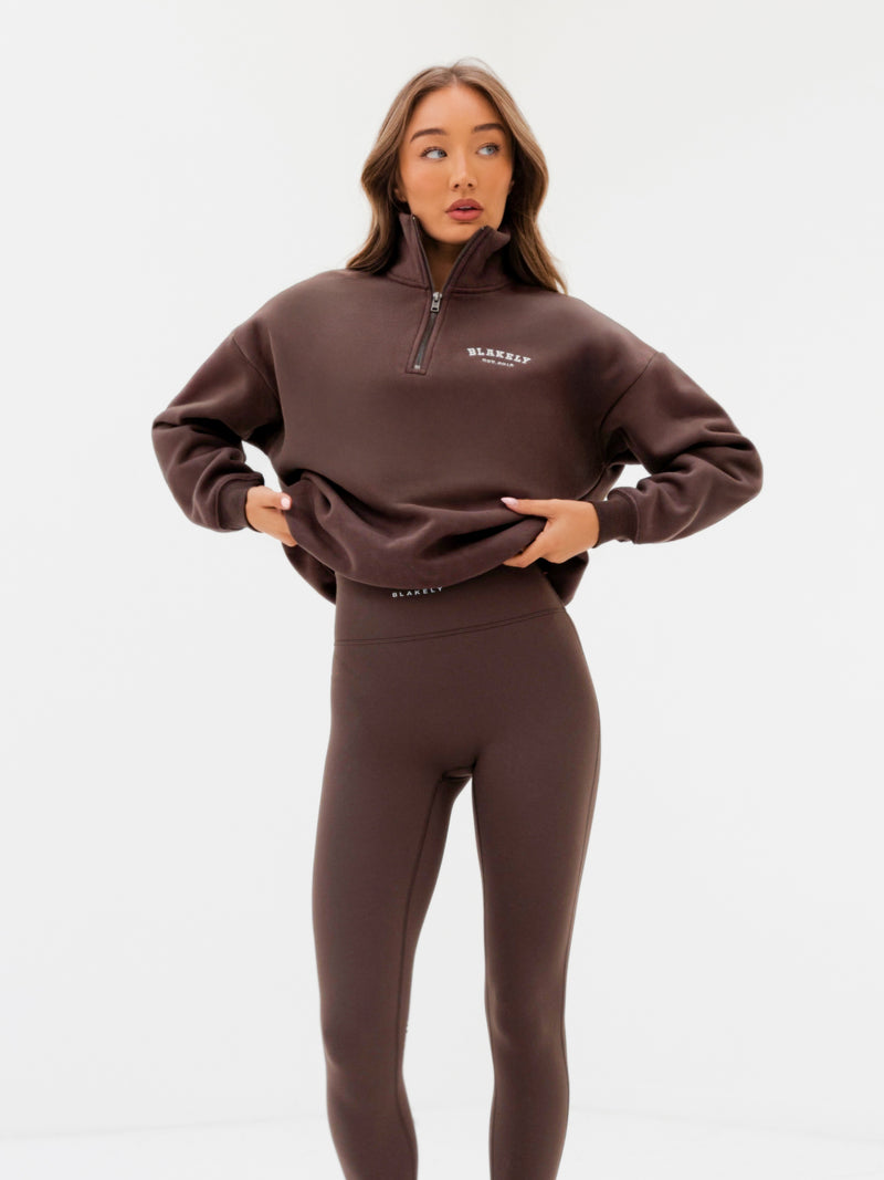 Heritage 1/4 Zip Sweater - Dark Chocolate