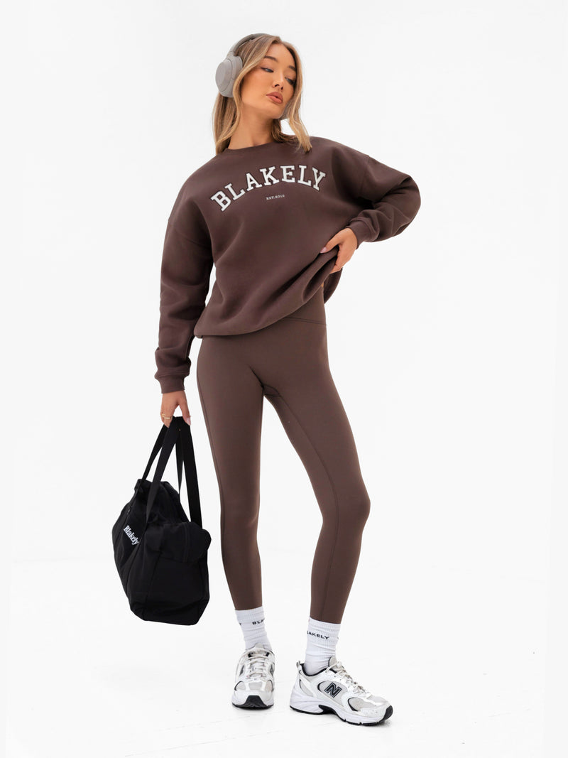 Varsity Oversized Sweater - Dark Chocolate