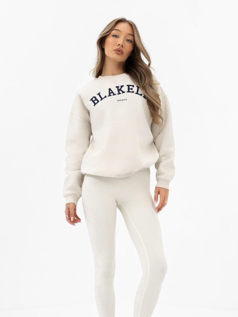 Varsity Oversized Sweater - Chalk & True Navy