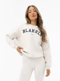 Varsity Oversized Sweater - Chalk & True Navy