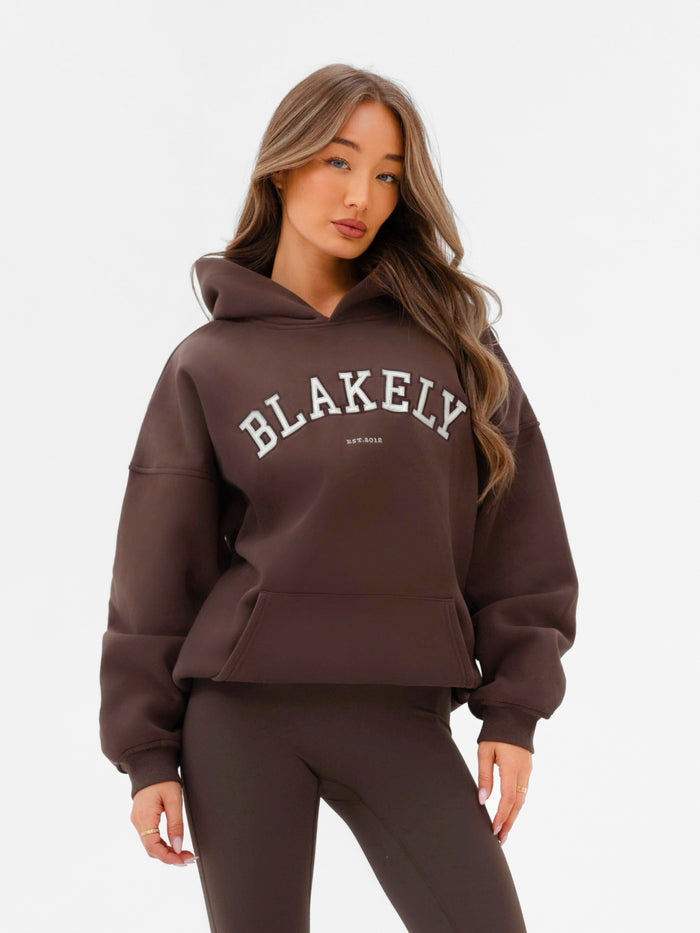 Varsity Oversized Hoodie - Dark Chocolate