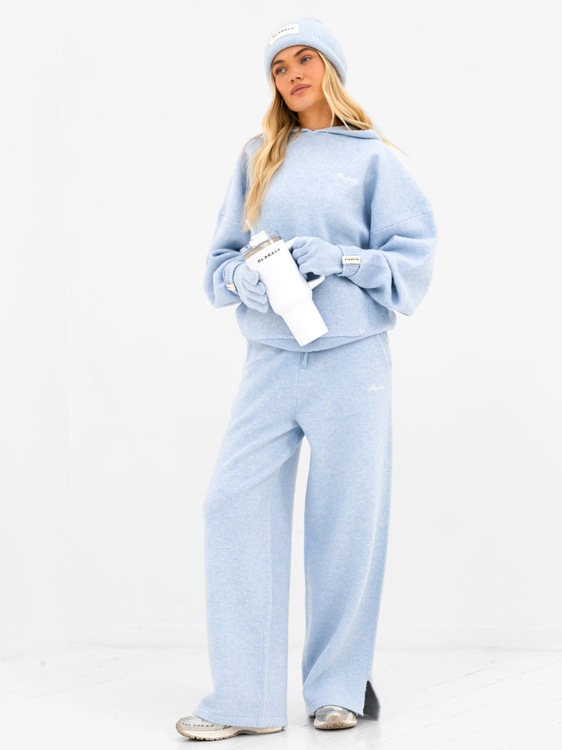 Label Knitted Beanie - Baby Blue