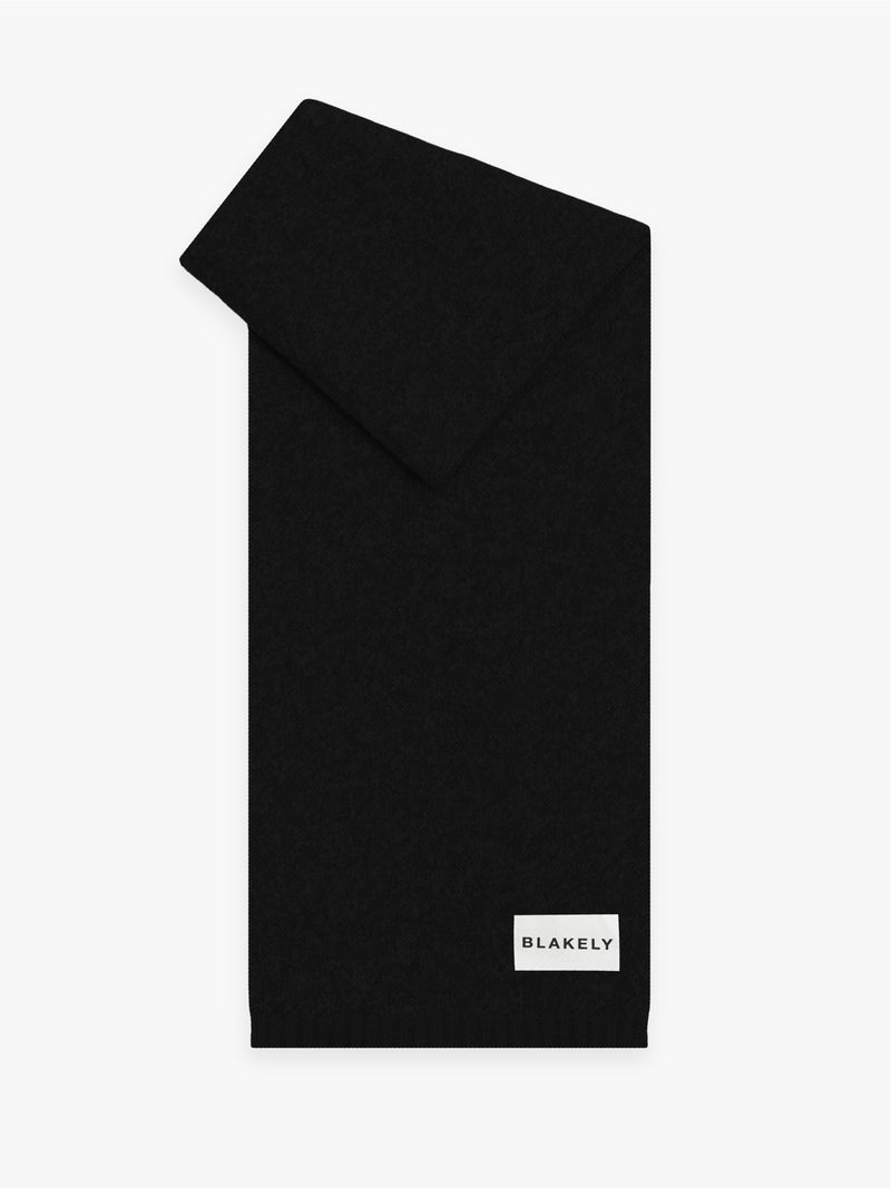 Label Knitted Scarf - Black