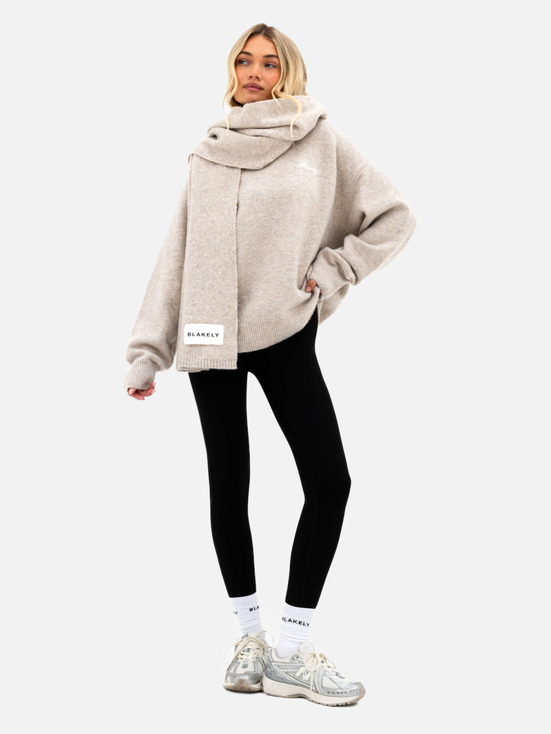 Label Knitted Scarf - Toasted Taupe