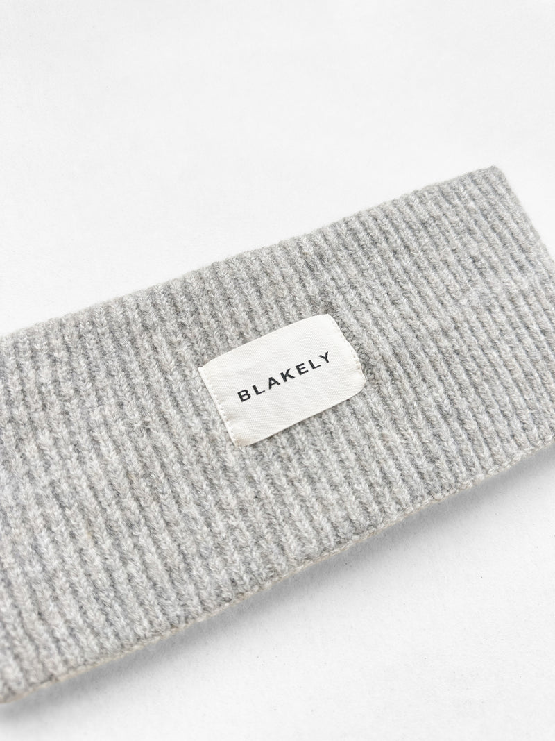 Label Knitted Headband - Marl Grey