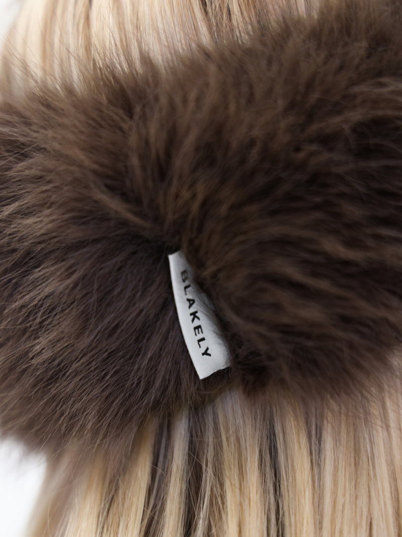 Gigi Faux Fur Headband - Dark Brown