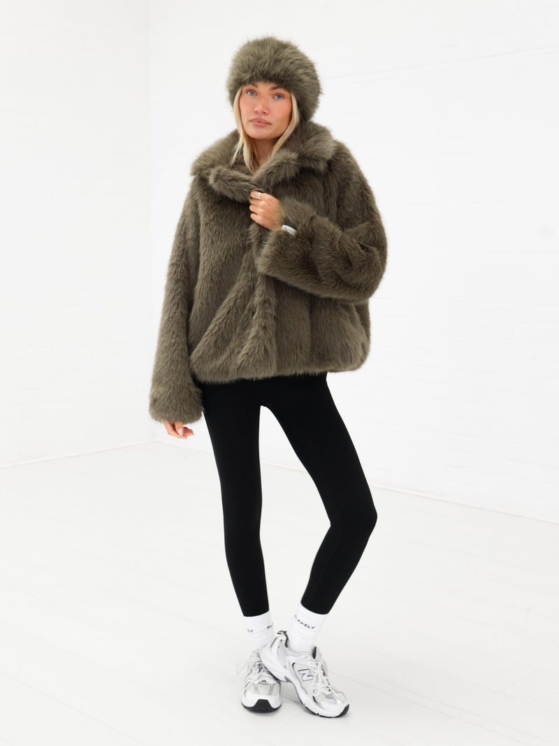 Gigi Faux Fur Headband - Green