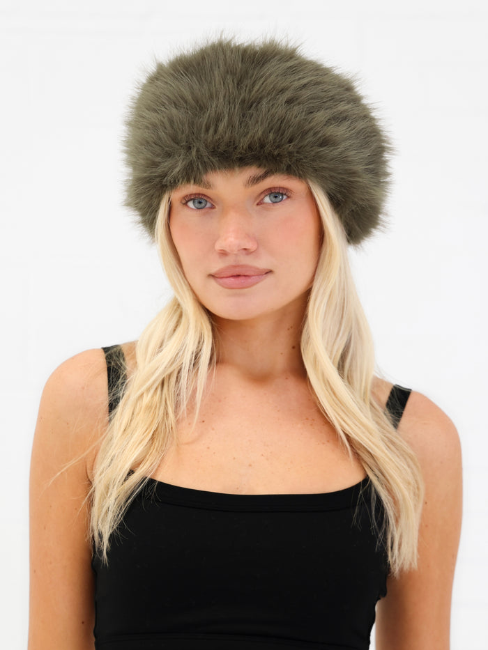 Gigi Faux Fur Headband - Green