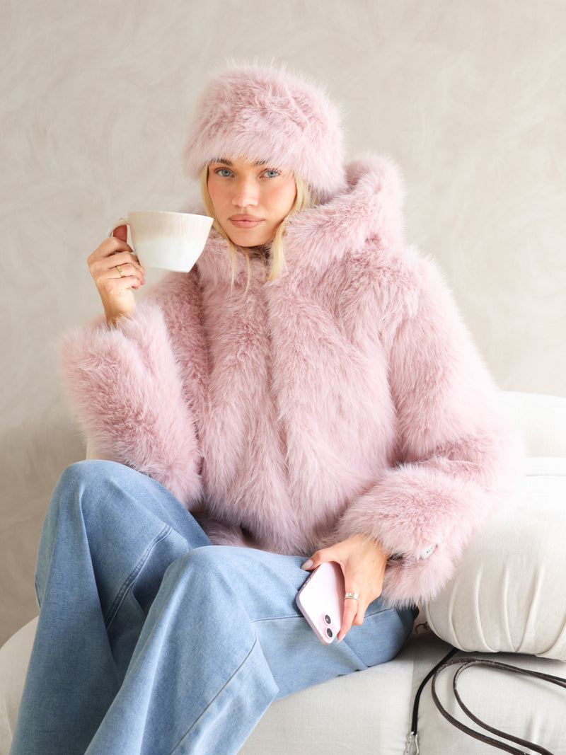 Gigi Faux Fur Headband - Pink