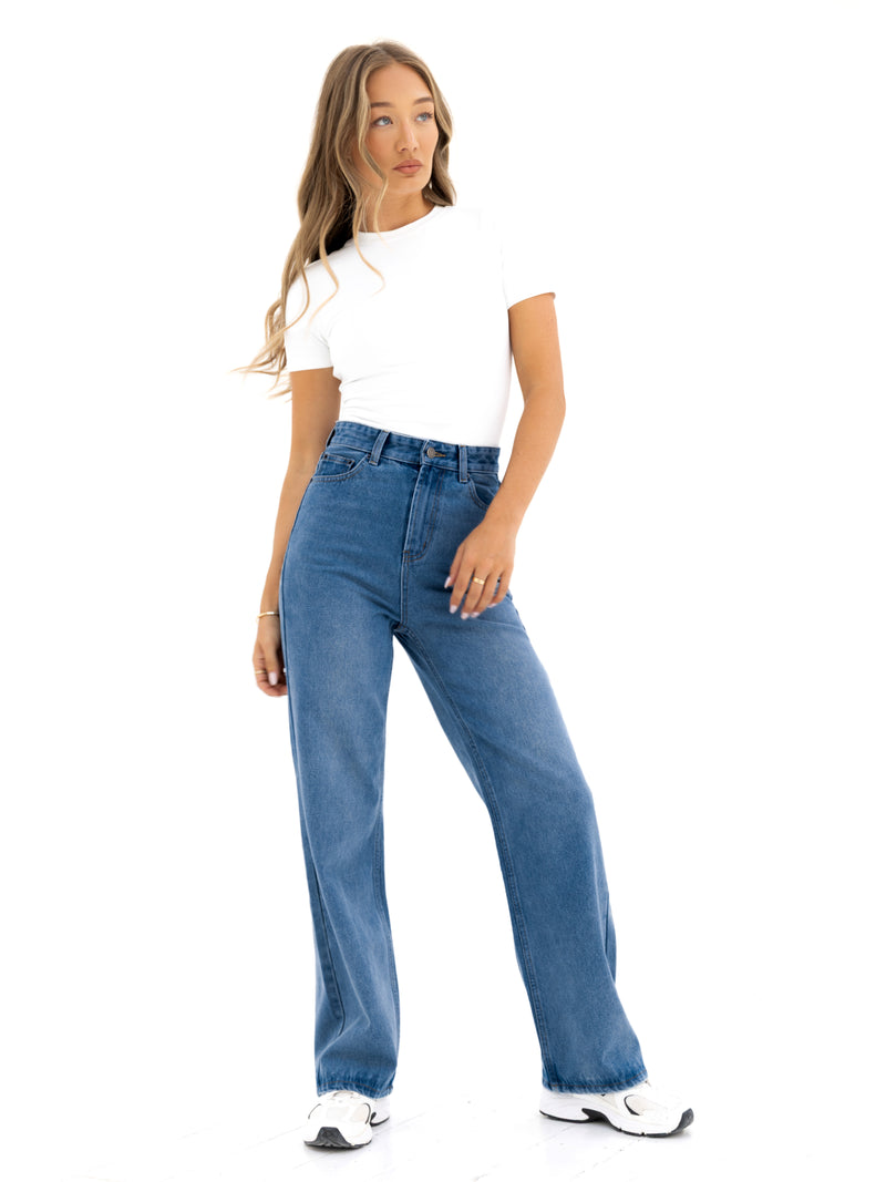 Blakely Wide Leg Jeans - Mid Blue