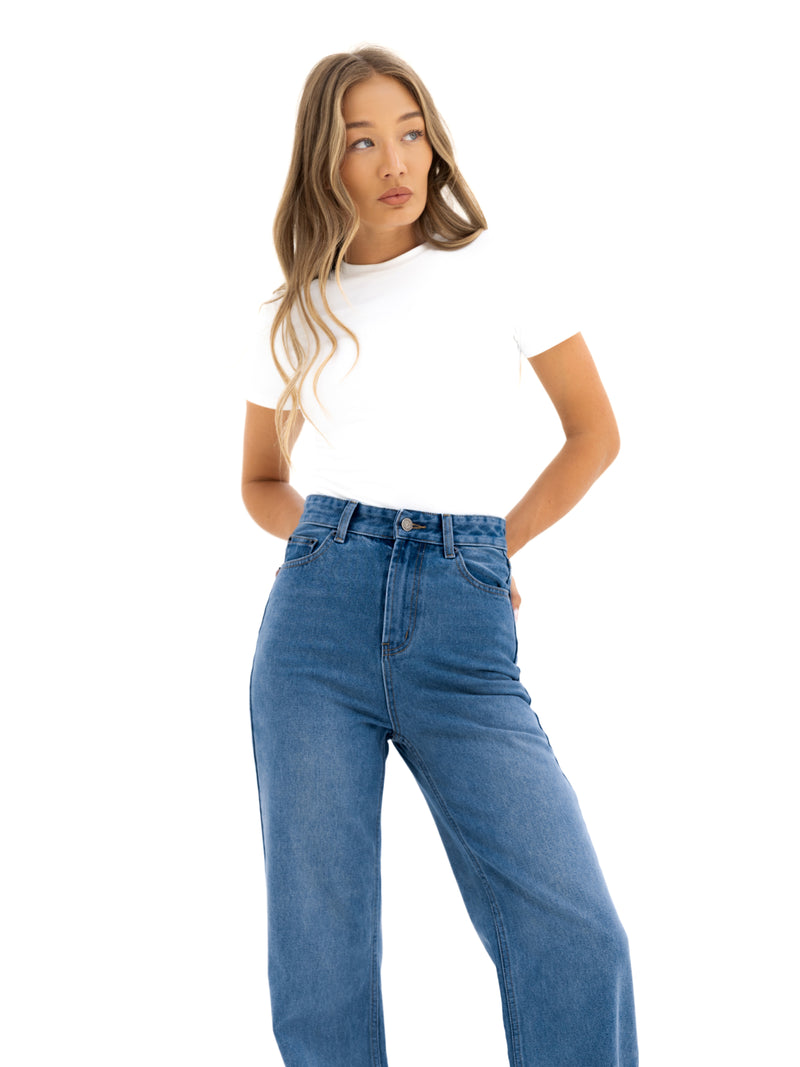 Blakely Wide Leg Jeans - Mid Blue
