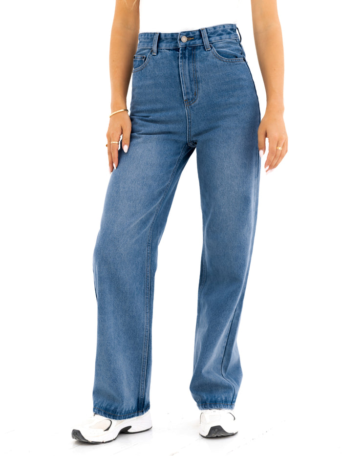 Blakely Wide Leg Jeans - Mid Blue