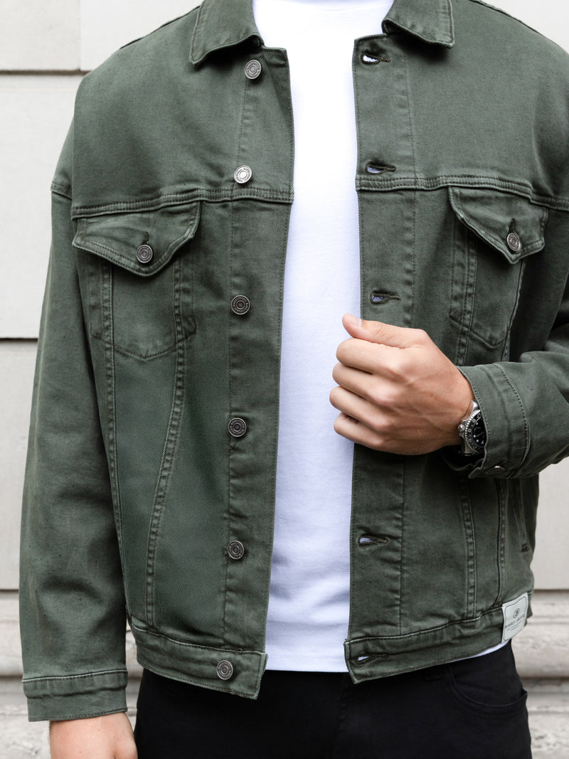 Blakely Denim Trucker Jacket - Olive Green