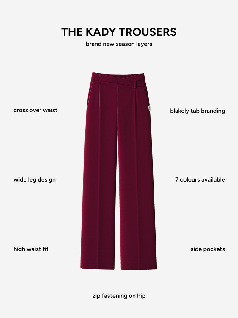 Kady Cross Over Trousers - Burgundy