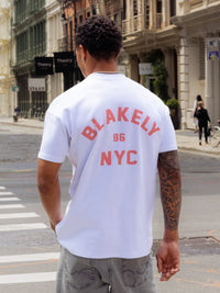 NYC Relaxed T-Shirt - White & Coral