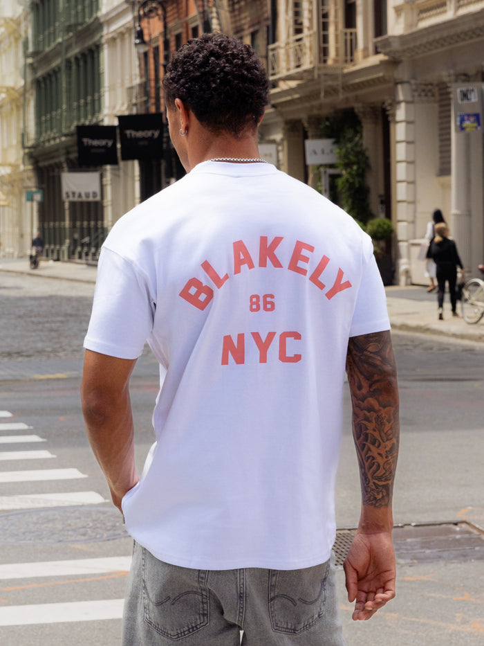 NYC Relaxed T-Shirt - White & Coral