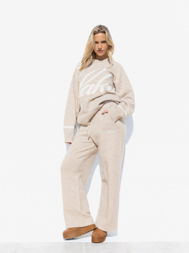 Margot Script Oversized Knitted Sweater - Toasted Taupe