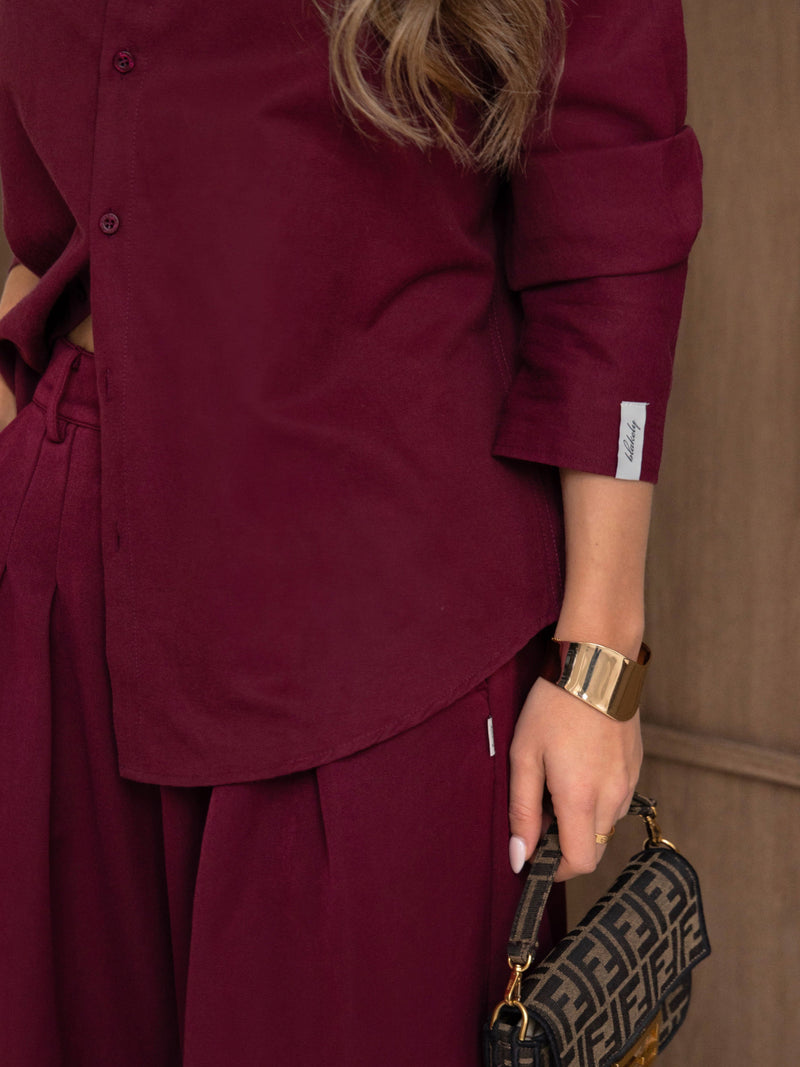 Sabrina Oversized Shirt - Burgundy