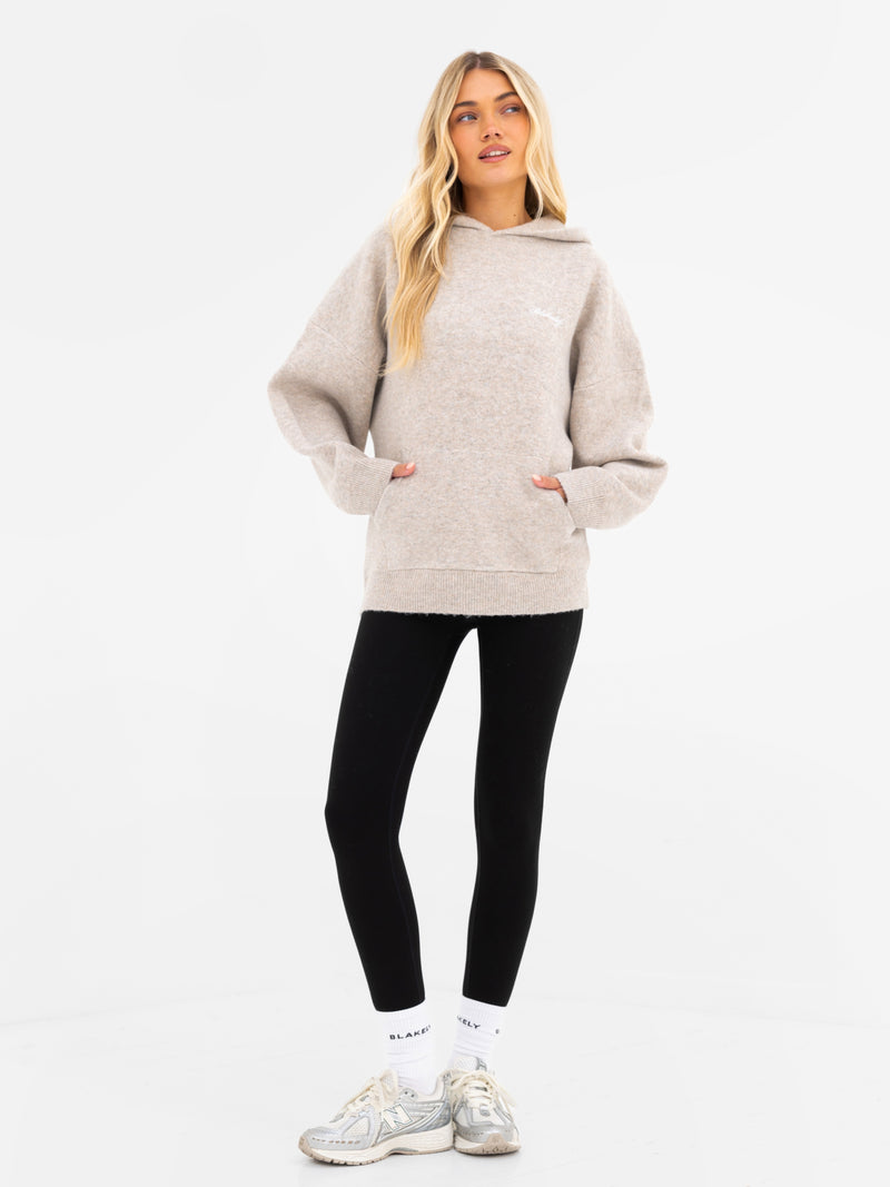 Oversized Knitted Hoodie - Toasted Taupe